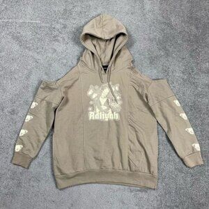 Aaliyah Women’s Large Tan Hoodie Sweatshirt Rap Hip Hop Graphic Brand New